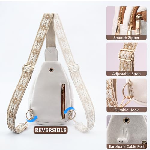 Crossbody Bags for Women Sling Bag Anniversary Birthday Gifts for Girlfriend Wife Her Fanny Pack Chest Anti Theft Purse Christmas Small Gifts for Mom Secret Santa Gift Ideas Mothers Day - color: White