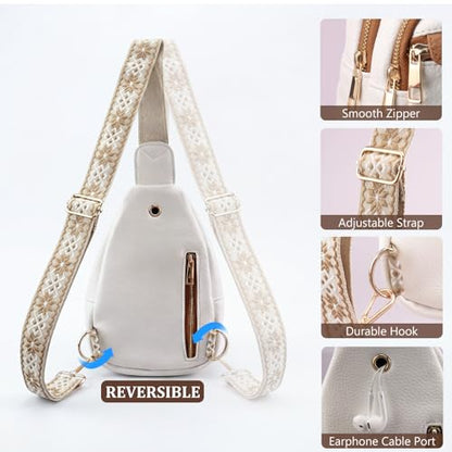 Crossbody Bags for Women Sling Bag Anniversary Birthday Gifts for Girlfriend Wife Her Fanny Pack Chest Anti Theft Purse Christmas Small Gifts for Mom Secret Santa Gift Ideas Mothers Day - color: White