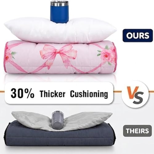 Primlect Thickened Toddler Nap Mat with Removable Pillow and Minky Blanket, Extra Large 55''x35'' Sleeping Bag, Washable, Roll up, Perfect for Daycare, Preschool, Kindergarten, Boys and Girls Bow - color: Pink Bow