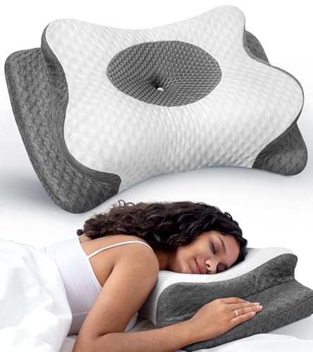 No More Aches Neck Pillow for Pain Relief, Adjustable Cervical Pillow for Neck Support with Armrest,Odorless Ergonomic Contour Memory Foam Pillows,Orthopedic Bed Pillow for Side Back Stomach LightGrey - color: Light Grey