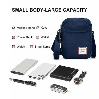 SEAFEW Mini Crossbody Bag Shoulder Bag for Men, Small Messenger Satchel Bag for Women - color: Dark Blue - Standard