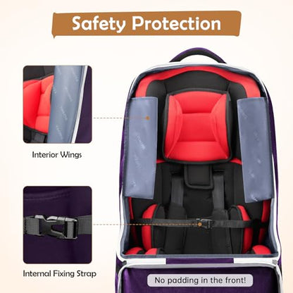 YOREPEK Padded Carseat Travel Bag for Airplane, Car Seat Travel Backpack with Shoulder Straps, Gate Check Car Seat Bags for Air Travel, Toddler Airplane Travel Essentials - color: Dark Purple