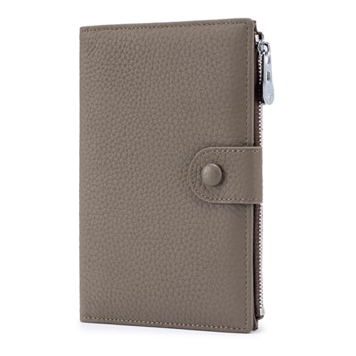 Genuine Leather RFID Blocking Passport Holder Wallet, Multi-Functional Travel Document Organizer with SIM Card Slots (Dark Khaki) - color: Dark Khaki