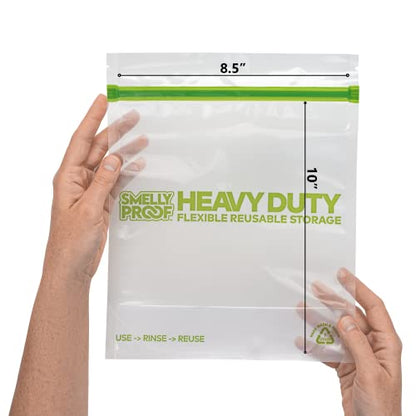HEAVY DUTY Reusable STAND-UP Bags for Food Storage by Smelly Proof, USA Made, NO PEVA & BPA FREE, Reusable Freezer Bags, Dishwasher-Safe, Triple Zip, CLEAR 5-mils LRG Quart 8.75" x 9.5" - 5pk - size: 5pk Quart 8.75" x 9.5"