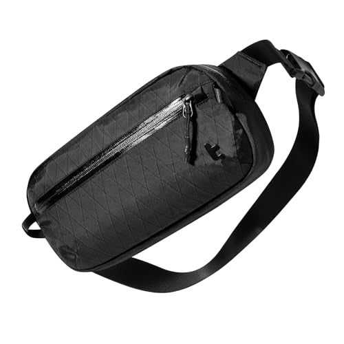 tomtoc 3.5L X-Pac Sling Bag with RFID Blocking, Crossbody Bag Minimalist Chest Shoulder Pack for Men/Women, Water-resistant Lightweight Casual Funny Pack for Travel/Daily Commute - color: X-Pac Black, size: 3.5L