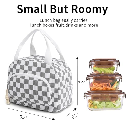 Lunch Bag Women Lunch Box for Women Adult Insulated Lunch Bag Small Cooler Lunch Tote Bags for Work Picnic Travel(Beige-Gray Plaid) - color: Beige-Gray Plaid