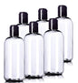 8oz Plastic Bottles (6 Pack) BPA-Free Squeeze Clear Toiletries and Shampoo Containers with Disc Cap, Labels Included for Travel - color: Clear