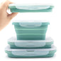 Collapsible Silicone Lunch Bento Box, Portable Food Storage Container Outdoor Picnic Box Space Saving, Microwave, Dishwasher and Freezer Safe, 3 Pcs Set (Blue) - color: Blue