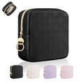 4.9" Small Makeup Bag, Checkered Mini Cosmetics Bag for Purse with Ring Buckle, Portable Small Travel Makeup Pouch for Women (Checkered, Black) - color: Checkered Black-4.9 inch