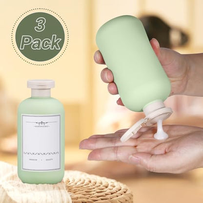 10oz Travel Shampoo Bottle, Empty Plastic Squeeze Bottles with Flip Cap, Lotion Container for Toiletries Travel Size Shampoo and Conditioner (3 pack green) - color: Green, size: 10 oz