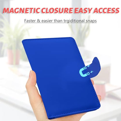 Passport Holder, Travel Wallet Cover with Pen Loop | Cute RFID Blocking Leather Case with Magnetic Closure for Travel Essentials-Blue - color: T-Blue