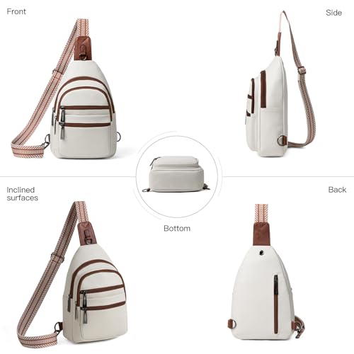Leresas Sling Bag for Women Crossbody Bags Fanny Pack Sling Purse Backpack Vegan Leather Shoulder Bag Gifts Travel Handbag Anti Theft Beige - color: Beige