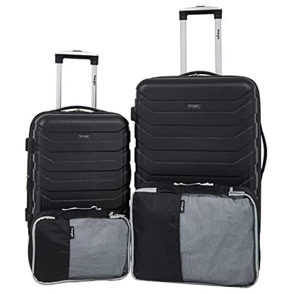 Wrangler 4 Piece Miami Luggage and Packing Cubes Set, Black - color: Black, size: 4 Piece Set