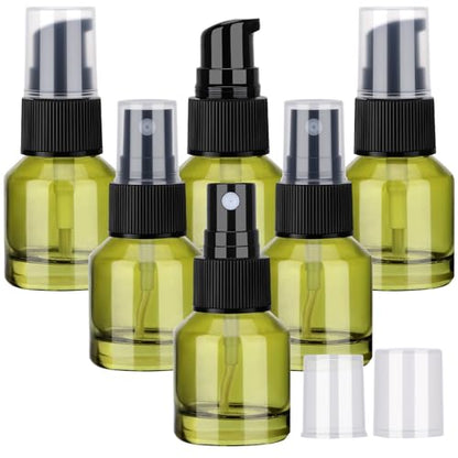 Segbeauty 6pcs 0.5oz Glass Liquid Travel Containers of 3pcs Lotion Pump Bottle Dispenser, 3pcs Empty Spray Bottle, 15ml Refillable Mini Travel Bottles for Cosmetics, Small Pump Container for Liquids - size: 0.5oz+0.5 fl oz