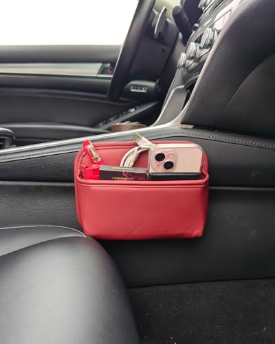 Driver's Car Storage Bag, Small Car Side Pocket Organizer for Car Seats, Doors and Consoles, PU Leather (Burgundy) - color: Burgundy