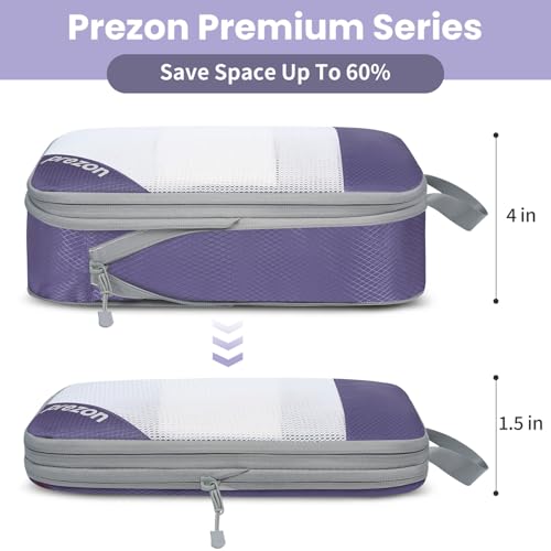 Compression Packing Cubes for Travel, Lightweight Vacation Travel Essentials, Travel Accessories for Suitcase Organizer Bags Set, Durable Luggage Organizer - color: Indigo, size: 6 set-Half Mesh