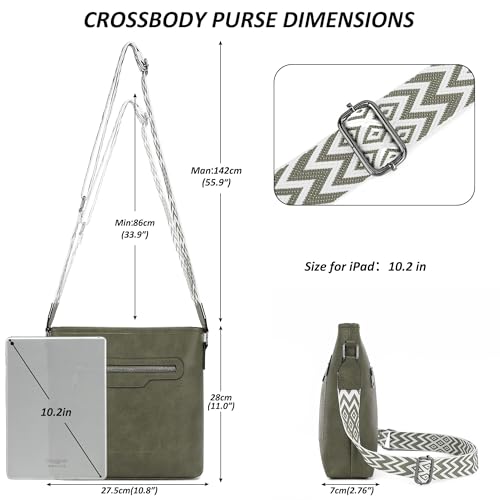 TANTOMI Crossbody Bags for Women Casual Crossbody Purses for Women Travel Shoulder Bag Handbags with Adjustable Strap - color: Dark Green