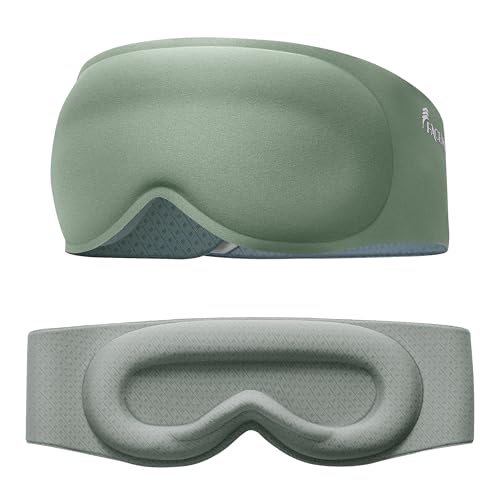 3D Contoured Weighted Sleep Mask: Full Coverage Eye Mask for Night Shift Workers, Blackout Eye Cover Design - Soft Memory Foam, Daytime Nap Gadget After Late Hours, Bedroom and Night Use - color: Full-coverage Green