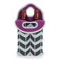 Hipiwe Wine Carrier Tote Bag for 2 Bottles - Neoprene Wine Bottle Holder with Carry Handle, Wine Protective Bag Insulated Bag Beer Cans Water Bottle Holder for Travel Picnic - style: Black and White Stripes +Purple
