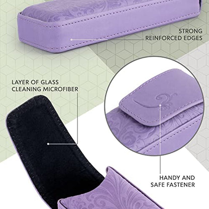 Generic Violet Hard Eyeglass Case, Minimalist PU Leather Glasses Holder, Small Case For Eyeglass, Reading Glasses Case