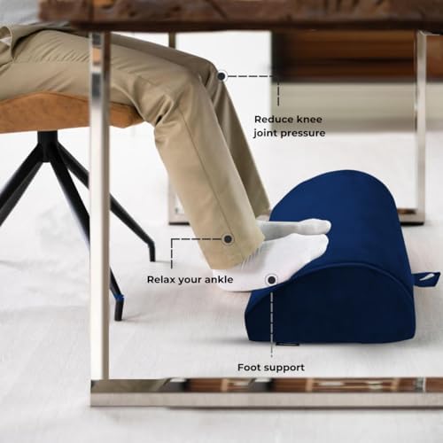 Friends of meditation Foot Rest for Office Chair | Foot Stool for Sofa | Ergonomic Foot Rest Under Table/Desk | Leg Resting Stool | Removable Cover | Blue - color: Blue