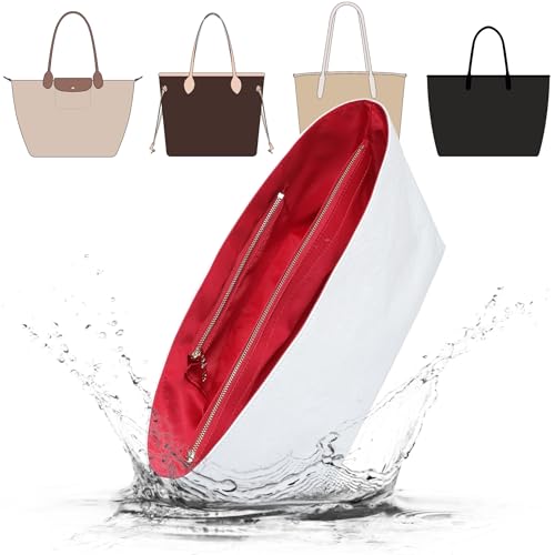 Doxo Purse Organizer Insert,Tote Bag Insert for LV Neverfull PM, C.oach City 30 and More, Ultra Lightweight Bag Organizer Insert with Zipper (Medium,White-red) - color: Upgrade DuPont-White-Red-Waterproof, size: Medium