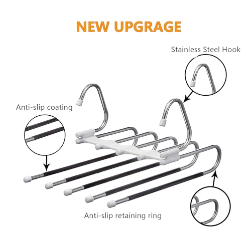 Kalimdor Pants Hangers 2 Pack Space Saving Metal Closet Organizer,Clothes Pants Hangers,Anti-Slip Design,Closet Organizers and Storage for Pants Jeans Skirts Scarf Legging - size: 2 Pack
