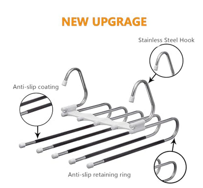 Kalimdor Pants Hangers 2 Pack Space Saving Metal Closet Organizer,Clothes Pants Hangers,Anti-Slip Design,Closet Organizers and Storage for Pants Jeans Skirts Scarf Legging - size: 2 Pack