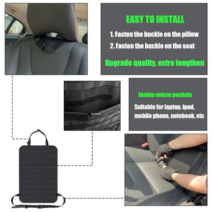 6 Pack Tactical Molle Car Seat Back Organizer Tactical Vehicle Panel with 5 Detachable Molle Pouch for Car Truck Ford Jeep Vehicle,US Patch Automotive Organizer For Man (5 Pouches) - style: 5 Pouches