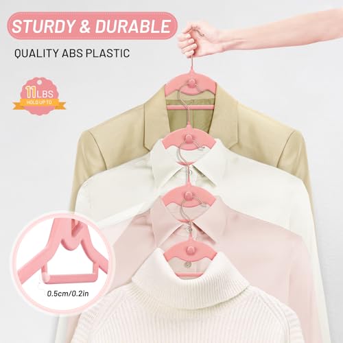 Velvet Stackable Hangers 30 Pack, STOPKLAS Pink Clothes Hangers Non Slip Felt Hangers with 360° Swivel Hook, Thin Hanger Space Saving, Heavy Duty Closet Hanger for Clothes, Coats, Suits, Dress, Pants - color: Pink