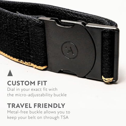 Arcade The Original Unisex Adventure Belt, Heavy Duty Elastic Webbing, Non-Metal Travel Friendly Buckle - color: Black/Khaki