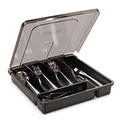 Utensil Holder for Countertop with Lid, Plastic Silverware Tray for Drawer, 5 Compartments Flatware Organizer, Black - color: Black