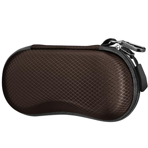 FINTIE Sunglasses Case, Hard EVA Shell Shockproof Sport Glasses Case with Metal Carabiner Travel Zipper Eyeglasses Holder - color: Brown