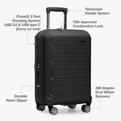 Traveler's Choice Pagosa Hardshell Expandable Luggage with Spinner Wheels, Black, 27-Inch Medium - color: Black, size: 27-Inch Medium
