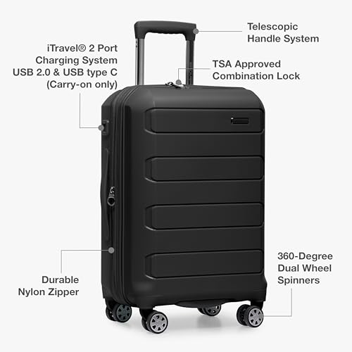 Traveler's Choice Pagosa Hardshell Expandable Luggage with Spinner Wheels, Black, 3-Piece Set (22/27/30) - color: Black, size: 3-Piece Set (22/27/30)