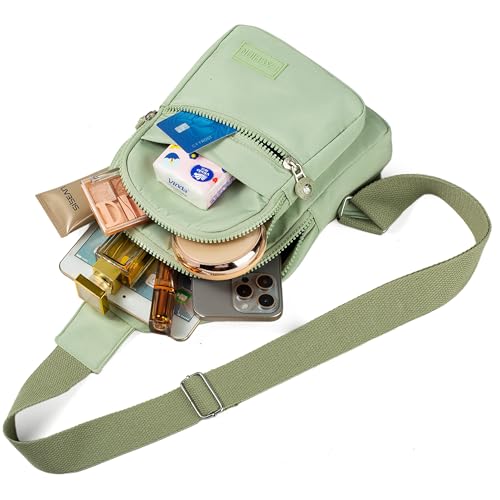 Banelu Small Sling Backpack Crossbody Bags for Women Men, Small Sling Bag Cross Body Bag Fanny Packs Crossbody Purses - Lights Green - color: D Light Green