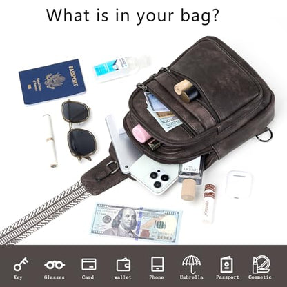 Leresas Sling Bag for Women Crossbody Fanny Pack Sling Purse Backpack Vegan Leather Travel Handbag Cross Over Shoulder Bag Gifts for Women Coffee - color: Coffee