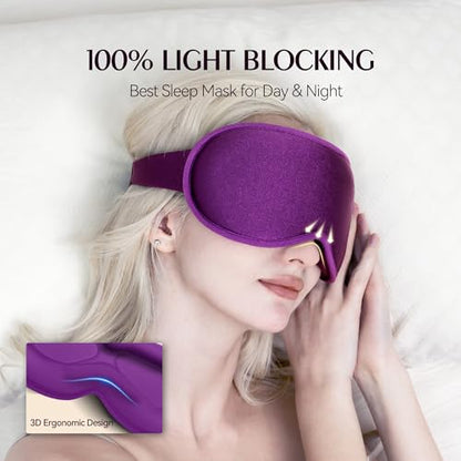 Weighted Sleeping Mask for Women Men 2 Pack 3D Contoured Eye Masks for Sleep (Black,Purple) - color: Black Purple