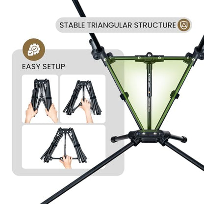 ONETIGRIS Tigerblade High Back Camping Chair with Pillow Design, Comfortable Widened Seat Folding Chair - color: Black