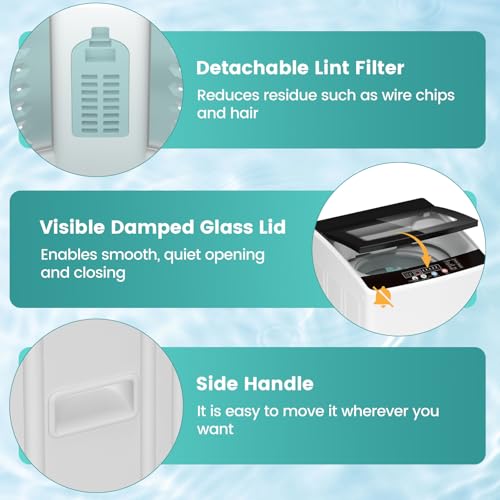 Auertech 35 lbs Washing Machine, Fully Automatic Portable Washer with LED Display, 12 Wash Cycles, 8 Water Levels, Large Capacity Washer and Spin Dryer Combo with Drain Pump for Apartment, Home - size: 35 lbs