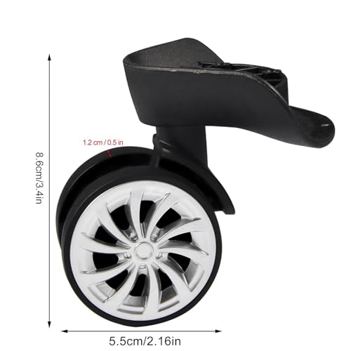 Yosoo Health Gear Luggage Suitcase Wheel Replacement, 1 Pair Spare Suitcase Wheels Dual Roller Swivel Wheel, Mute Double Row Suitcase Wheels Black Suitcase Wheels Repair Kit