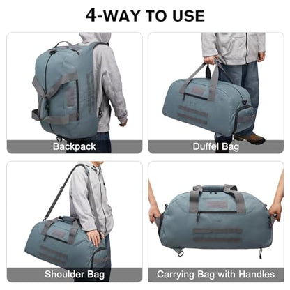 G4Free 70L Large Tactical Duffle Bag Men Sports Gym Backpack with Shoes Compartment Military MOLLE Duffel Backpack (Grey) - color: Grey