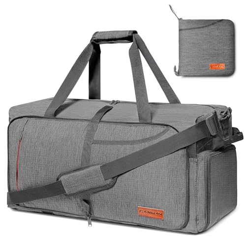 Canway 115L Travel Duffel Bag, Foldable Weekender Bag with Shoes Compartment for Men Women Water-proof & Tear Resistant - color: Textured Grey, size: 115L