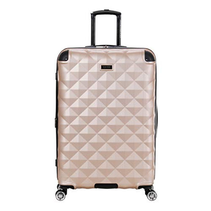 Kenneth Cole REACTION Diamond Tower Collection Lightweight Hardside Expandable 8-Wheel Spinner Travel Luggage, Rose Gold, 28-Inch Checked - color: Rose Champagne, size: 28-Inch Checked