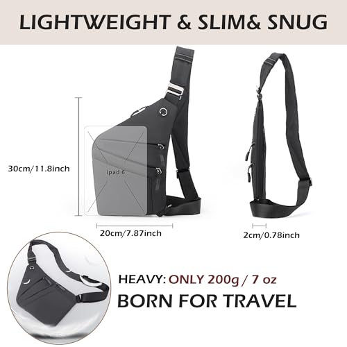 Anti Theft Crossbody Bags for Women Men, Multi-Pocket Shoulder Bag, Slim Sling Bags with 2 RFID Blocking Card - color: Right Shoulder-green