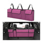 Car Trunk Organizer with Lid, Large Waterproof Vehicle Backseat Hanging Storage Bag with 4 Pockets & Adjustable Straps, Collapsible Automotive Interior Cargo Bag, Universal Fit (Purple) - color: Purple