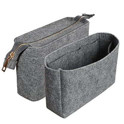 Felt Tote Bag organizer with Zipper Small Purse Organizer Insert With 2 Packs fits NeoNoe Series,Grey | With Zipper, Purse Organizer Insert, 2 Packs, Fits NeoNoe Series - color: Grey