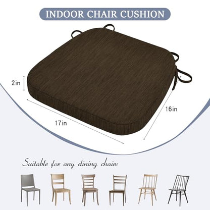 baibu Kitchen Chair Cushions, Dual-Layer Patented Design Molded Memory Foam Dining Chair Pads with Ties and Washable Cover, 17" x 16" x 2", Dark Brown - color: Dark Brown, size: 1 Count (Pack of 1)