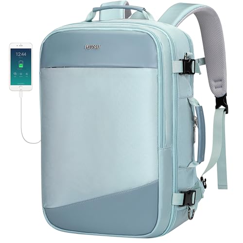 PIJUSHI Travel Backpack for Women Carry on Suitcase Backpack Flight Approved Personal Item Bag Fits 16 Inch Laptop(PE035 Blue) - color: Blue