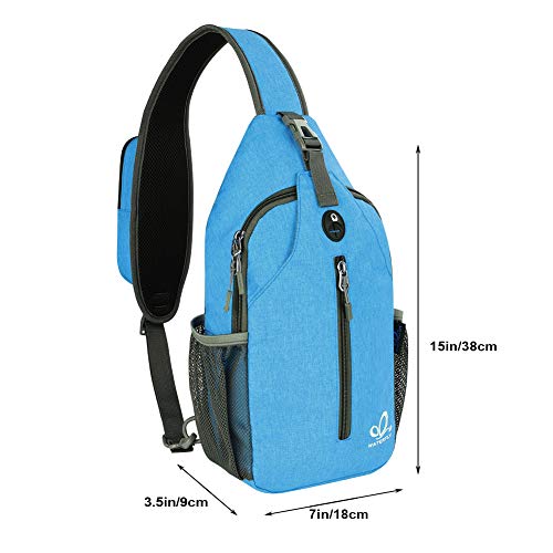 WATERFLY Crossbody Sling Backpack Sling Bag Travel Hiking Chest Bag Daypack - color: N - Sky Blue